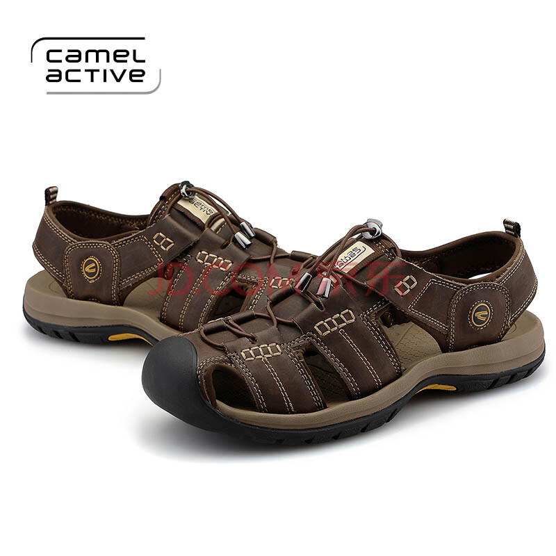 骆驼动感男鞋2014新款夏季皮凉鞋洞洞鞋透气沙滩鞋松紧带套脚包头休闲