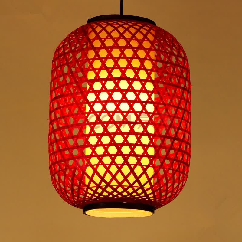 中式仿古手工竹编灯罩灯笼吊灯宫灯餐厅酒店茶楼客栈装饰灯具 直径