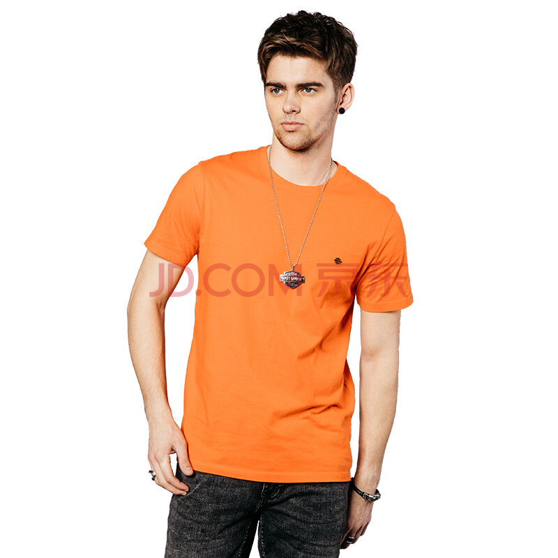 harley-davidson哈雷戴维森18夏新款男士纯棉刺绣logo圆领短袖t恤