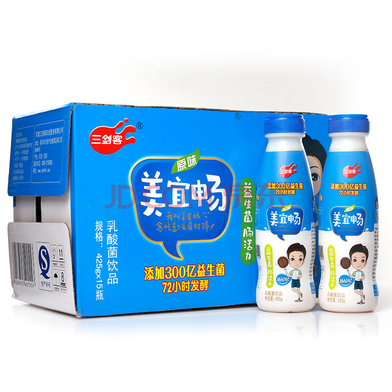 三剑客牛奶 乳酸菌饮品美宜畅酸奶 原味 425ml*15瓶