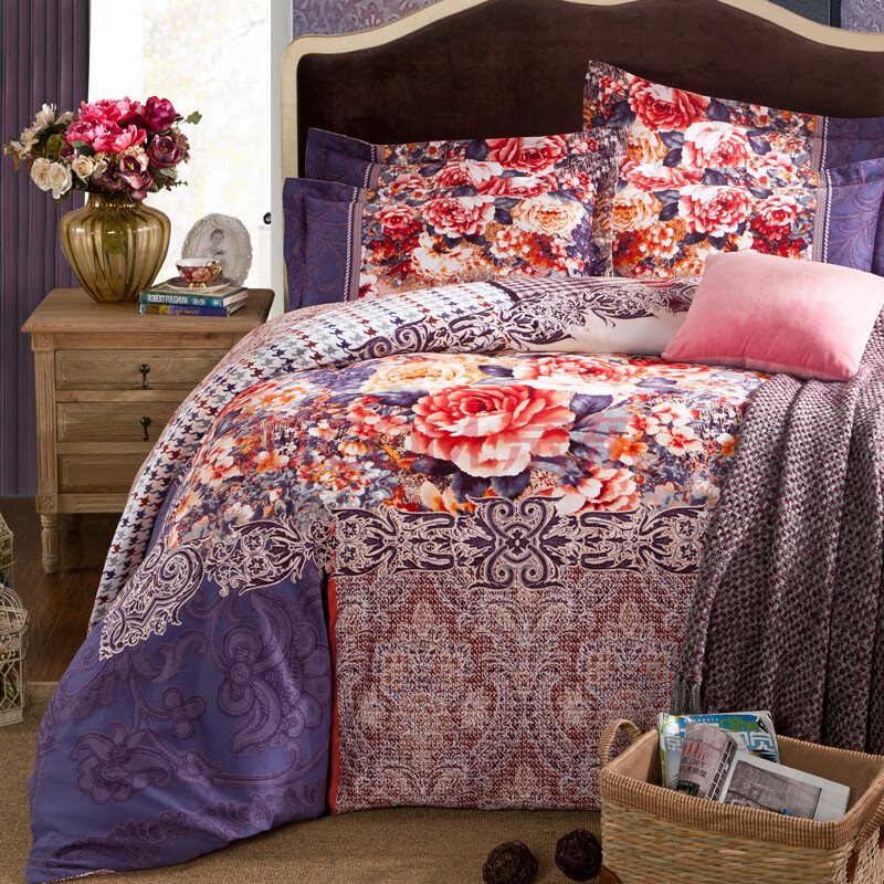 尚品家纺全棉加厚磨毛活性印花四件套纯棉超柔保暖床上用品 花漫舞 1.