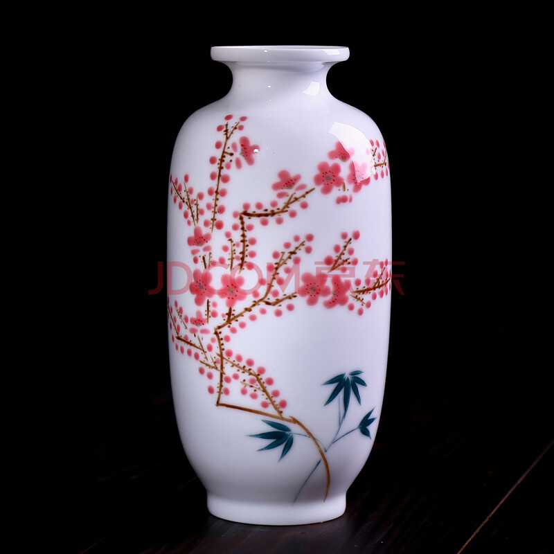 70年代红色官窑 水点梅花东瓜瓶 轻工部陶研所出品