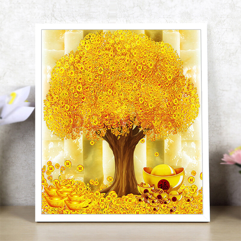 钻石画满钻新款客厅点钻贴钻十字绣钻石绣现代简约小幅黄金树 满钻