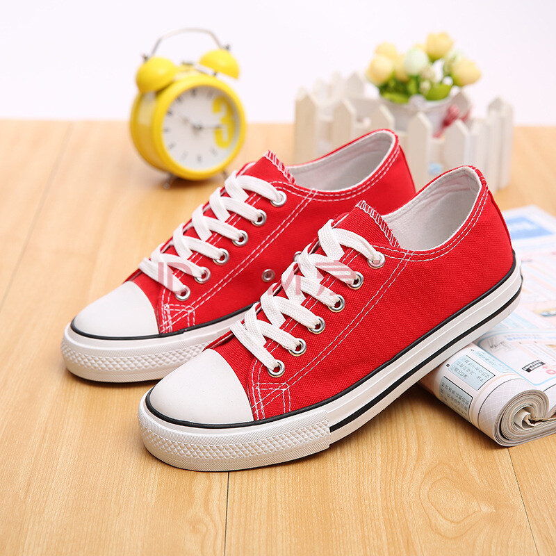 2015潮流帆布鞋 女 平底系带 休闲球鞋 时尚-cgm 红色 39