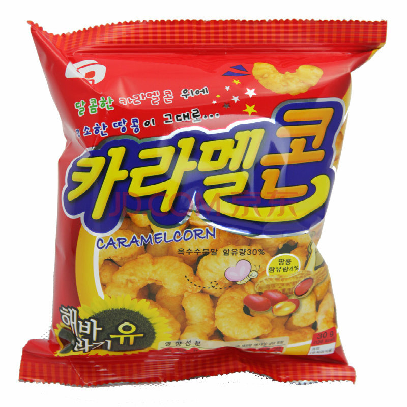 劳迪(lodi)玉米条花生味30g 韩国进口休闲零食 膨化玉米条花生味