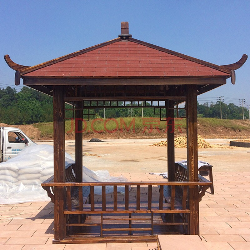庭院六角凉亭实木 景区户外防腐木凉亭木质 园林仿古亭子木屋 六角亭
