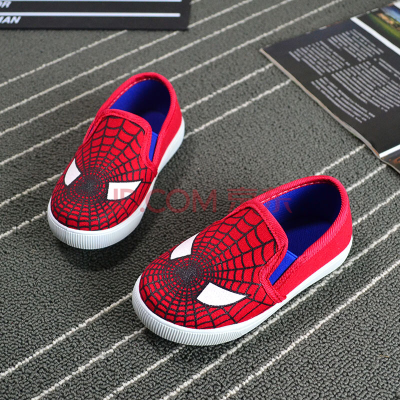 来易之星 蜘蛛侠帆布鞋童鞋儿童鞋子2106新款童鞋 蓝色 28码/鞋内长