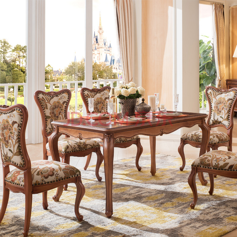 四海家具 欧式实木餐桌 小户型实木长餐桌 桦木长饭桌 四海美家 1.