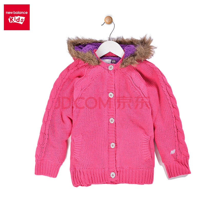 new balance/nb新百伦品牌童装女童针织外套2015秋冬新款 粉色 100
