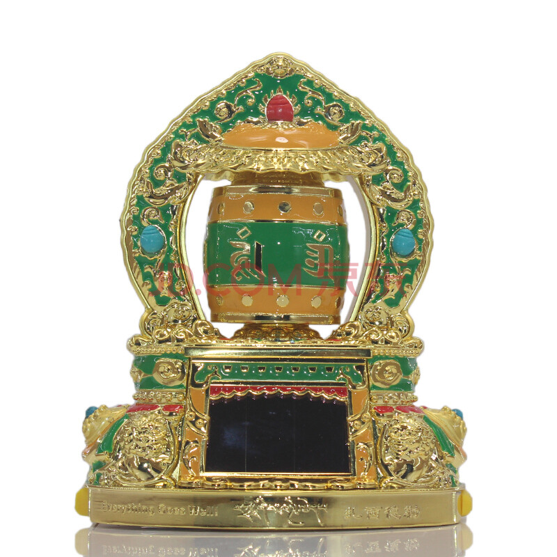 德田 六字真言锌合金转经轮车内车摆件汽车饰品 带经文功德无量祈福