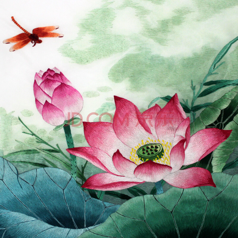 手工刺绣装饰画雅韵荷花 开封汴绣特色工艺品礼品