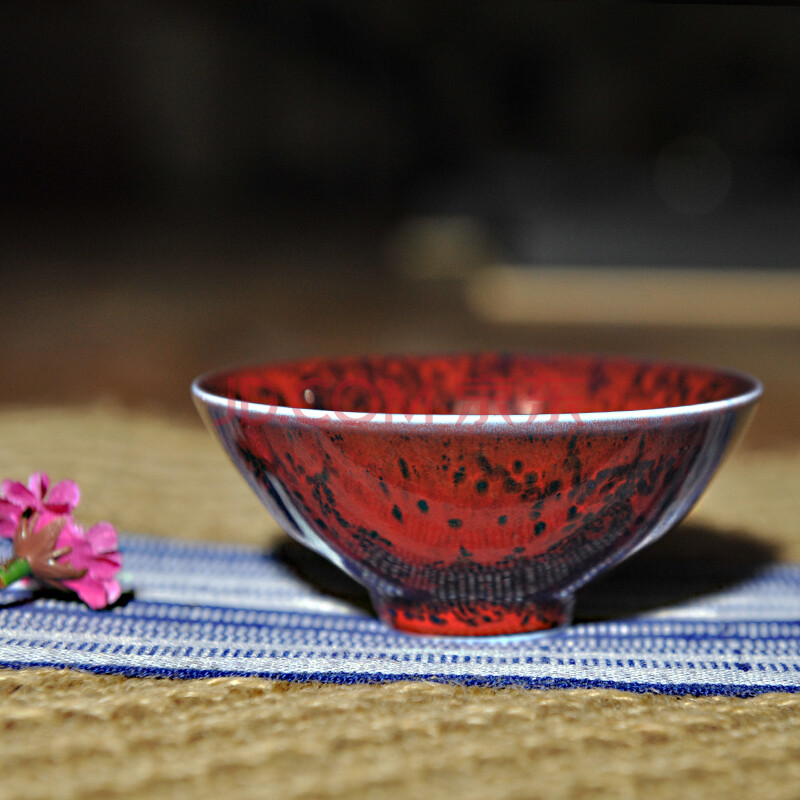 唐皿宋坊 功夫茶杯 陶瓷茶具茶杯 撇杯碗杯天目釉小茶杯 天目碗杯 红