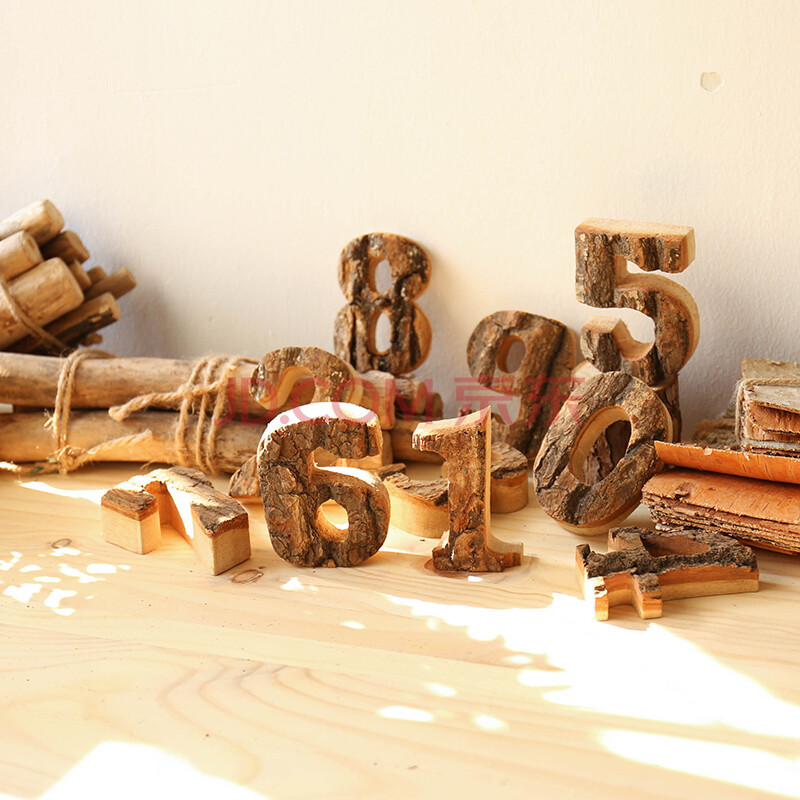 时光巴士 创意家居装饰饰品 田园乡村数字摆设墙上壁饰 桦木质数字