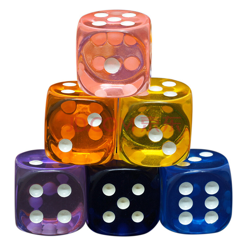 御圣 圆角透明树脂骰子18mm 100粒/包(混色)