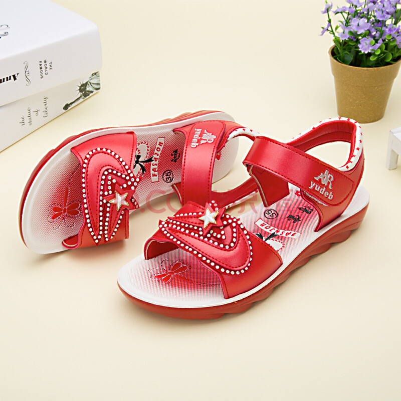芊之魅童鞋夏季儿童凉鞋女童沙滩鞋2016新款中大童女童凉鞋 315红色