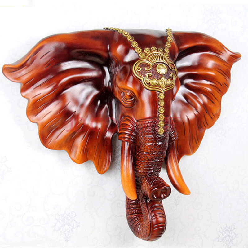 礼之诚 欧式大象头壁挂家居装饰品 咖啡厅动物头挂饰壁饰摆件 树脂