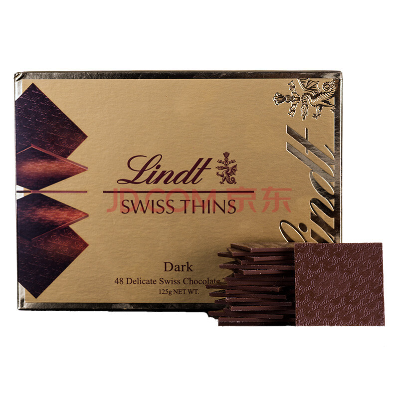 瑞士进口lindt瑞士莲瑞士经典薄片黑巧克力125g