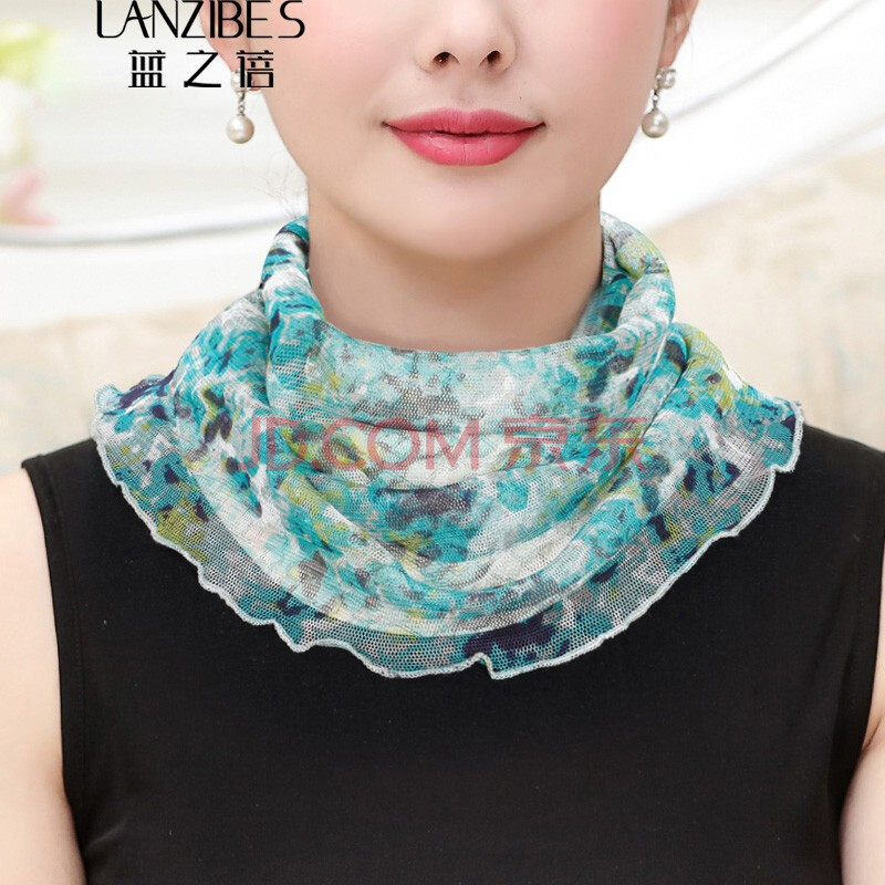 蓝之蓓女真丝小丝巾秋冬脖子防晒假领子脖套夏春秋 桑蚕丝套头围脖