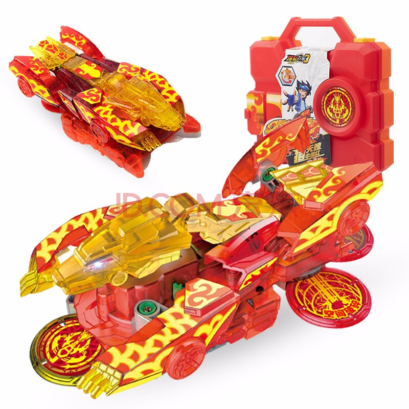 爆裂飞车1代2代儿童玩具3代星能觉醒暴烈变形玩具车套装 裂天魄中国红