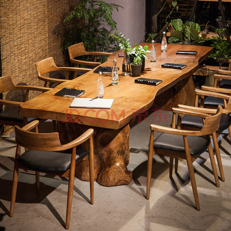 实木茶几茶桌椅组合仿古简约功夫茶台复古原木大板新中式洽谈茶桌 整