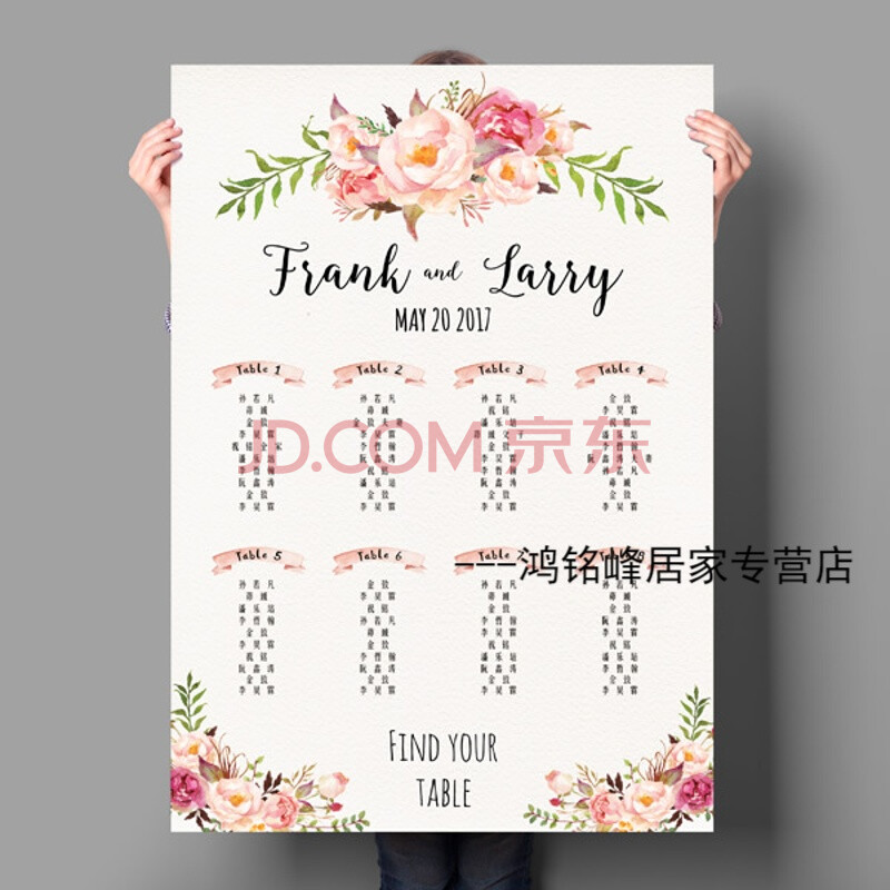 定製創意婚禮席位圖結婚桌席卡座位表設計生日婚宴位置安排布 防水