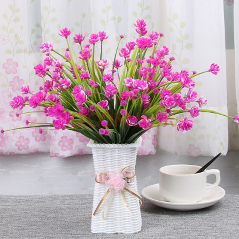 呈爱 仿真花绢花塑料花套装装饰花高仿真客厅装饰摆件 2束米兰 玫红含