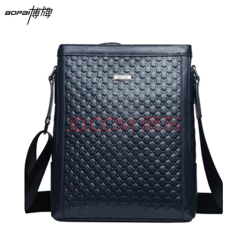 博牌bopai 压花男包 时尚单肩包 男士包包 头层牛