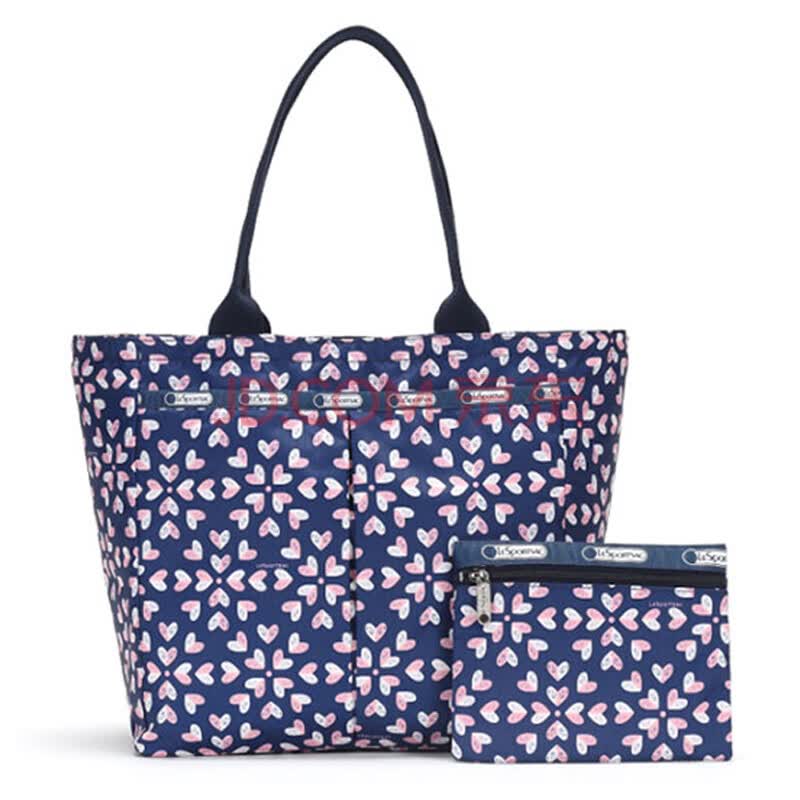 lesportsac 乐播诗欧美休闲 蓝底心心轻松都市单肩包7891d717