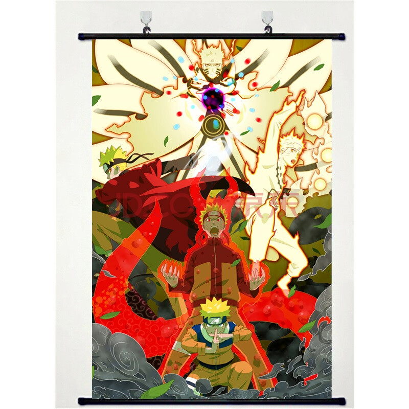 刻沫 火影忍者 佐助鸣人羁绊 雏鸣 带土卡卡西 动漫卷轴挂画布画海报