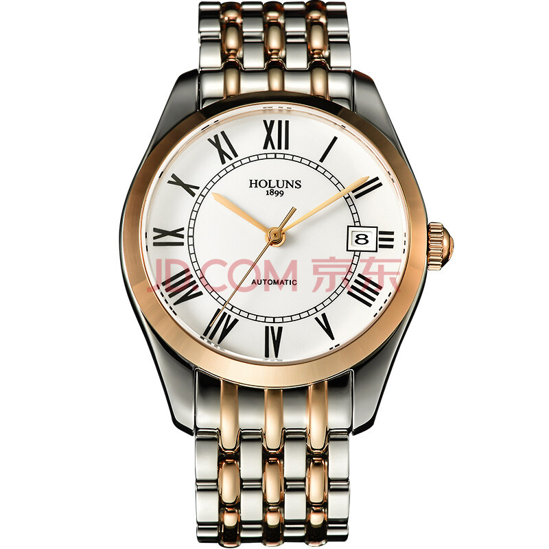 豪伦诗(holuns)雅致系列商务腕表镶钻全自动机械表背透防水手表 yz008