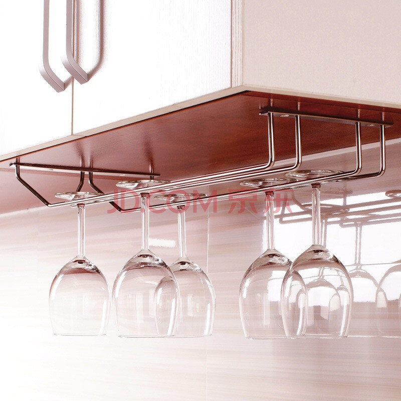 欧润哲 杯架 不锈钢双排55cm款高脚红酒杯吊杯底座橱柜悬挂式储物收纳