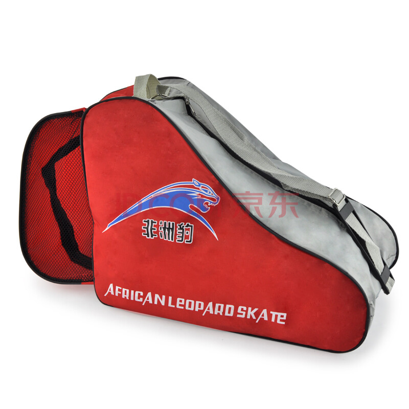 非洲豹轮滑鞋旱冰鞋防护配件 儿童成人通用单肩鞋包 红色 m码