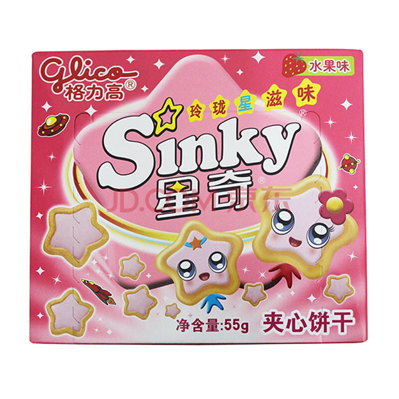 格力高星奇夹心饼干水果味55g/盒