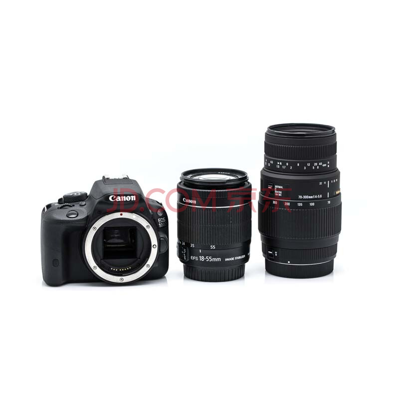 佳能canoneos100d单反相机套机18-55配适马70-300远摄双镜头
