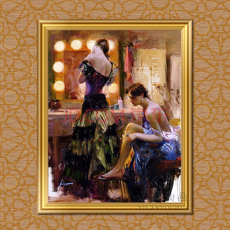 即将准备就绪皮诺油画临摹定制 成品有框油画娱乐场所ktv包房 竖版