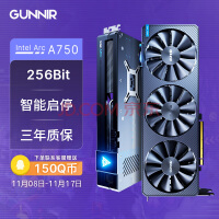 蓝戟（GUNNIR）Intel Arc A750 Photon 8G OC 2400MHz GDDR6超频版 游戏设计视频剪辑台式电脑独立显卡