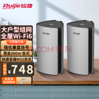 锐捷（Ruijie）无线路由器 千兆分布式路由 Mesh组网无线wifi穿墙王 3200M大户型组网 星耀M32双支装