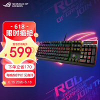 ROG 游侠RX PBT版 机械键盘 有线游戏键盘 光学触发机械红轴 RGB背光键盘 防水防尘键盘104键 黑色 RX光轴