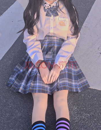 【黛缥】jk制服正统格裙可爱学院风百褶裙日式学生半身裙 裙 免打领带