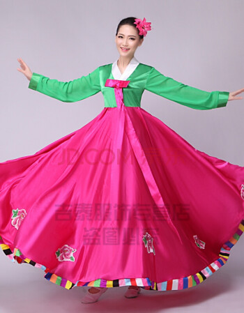 传统韩服女装朝鲜族服装新款成人大摆裙演出服少数民族舞蹈定制 翠