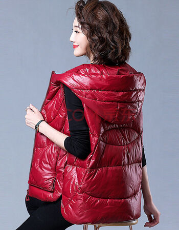 wsng马甲女士短款棉袄2021新款韩版冬季棉坎肩外穿马夹背心外套潮红色