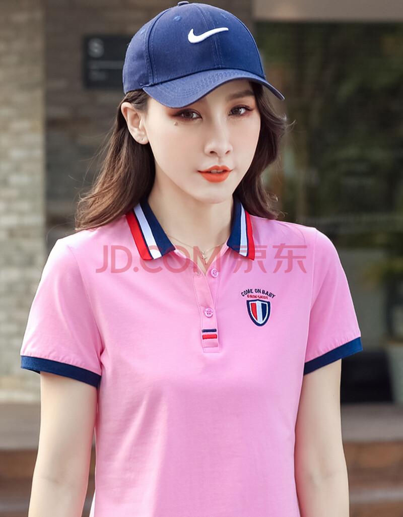 banmi夏季有领polo衫宽松纯棉保罗韩版休闲女士上衣翻领运动短袖t恤女