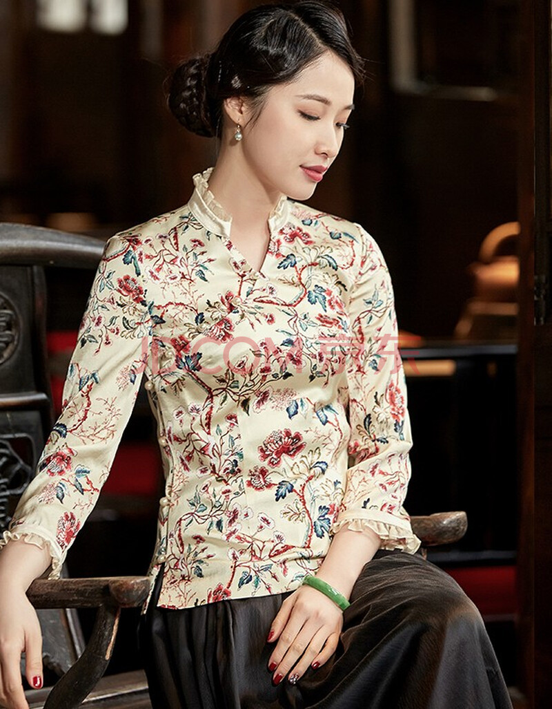 玺玥2020夏季新款复古中国风真丝百搭中式文艺妈妈女旗袍唐装上衣