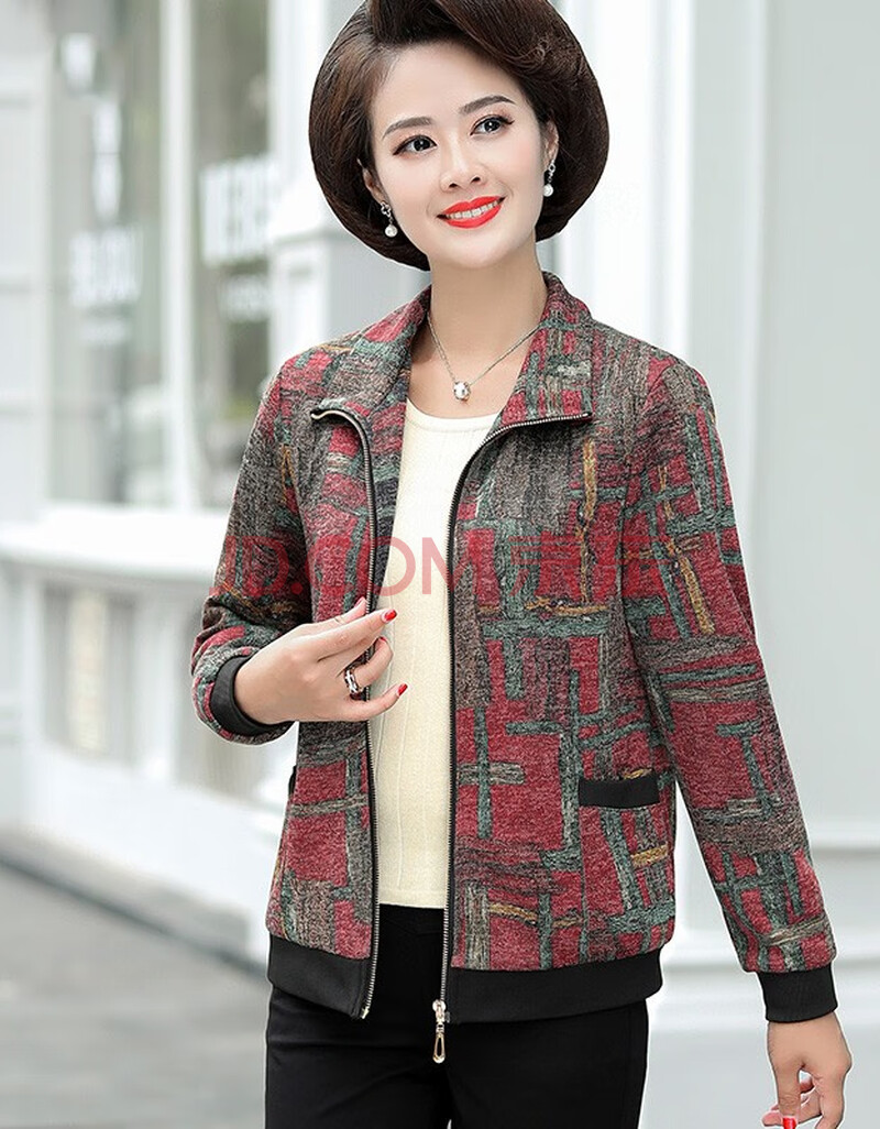 休闲风衣女中长款洋气中年上衣2020新款中老年女装秋冬装夹克大码女装