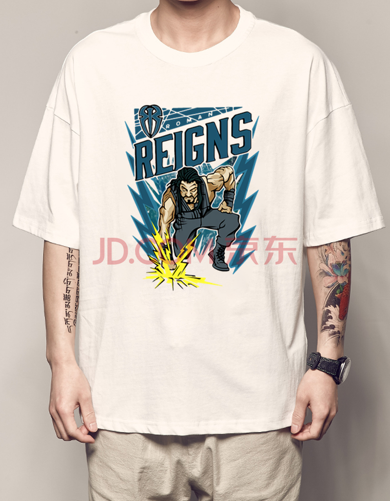 t恤罗曼雷恩斯短袖布洛克莱斯纳nevergiveup衣服周边 白色164罗门伦斯