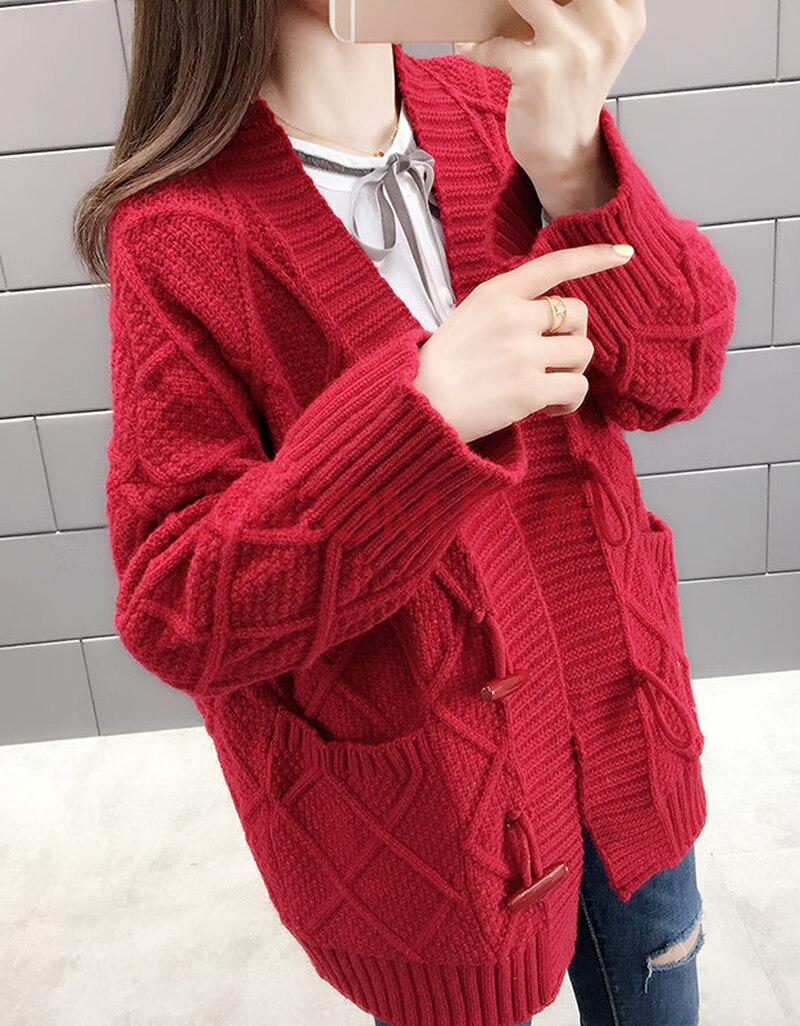 针织衫秋款女中长款外套早慵懒风毛线衣春装新款宽松二八月针织开衫厚