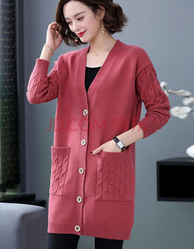 【秋季新品针织衫开衫】开衫毛衣女中长款宽松韩版2020新新款大码春