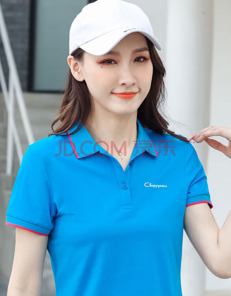 95棉t恤女短袖大码有领体恤2020夏季新款休闲韩版翻领polo衫 happy款