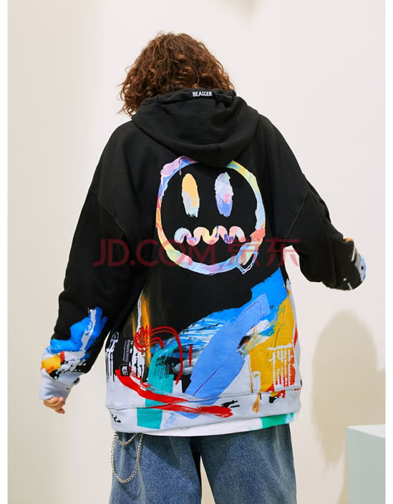 国潮专营 beaster官方小恶魔笑脸连帽卫衣潮牌彩笔印花情侣装秋季宽松