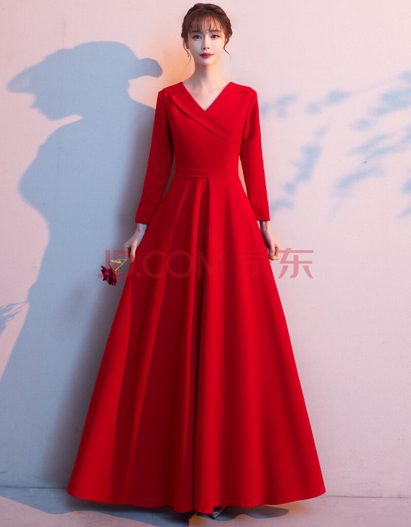 晚礼服女 气质 小个子2020新款宴会敬酒服新娘秋冬主持订婚回门连衣裙